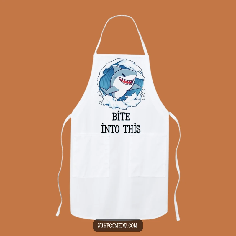 Funny Shark Surf Apron: Determined Wave Carver Chef, Kitchen Ocean Gift