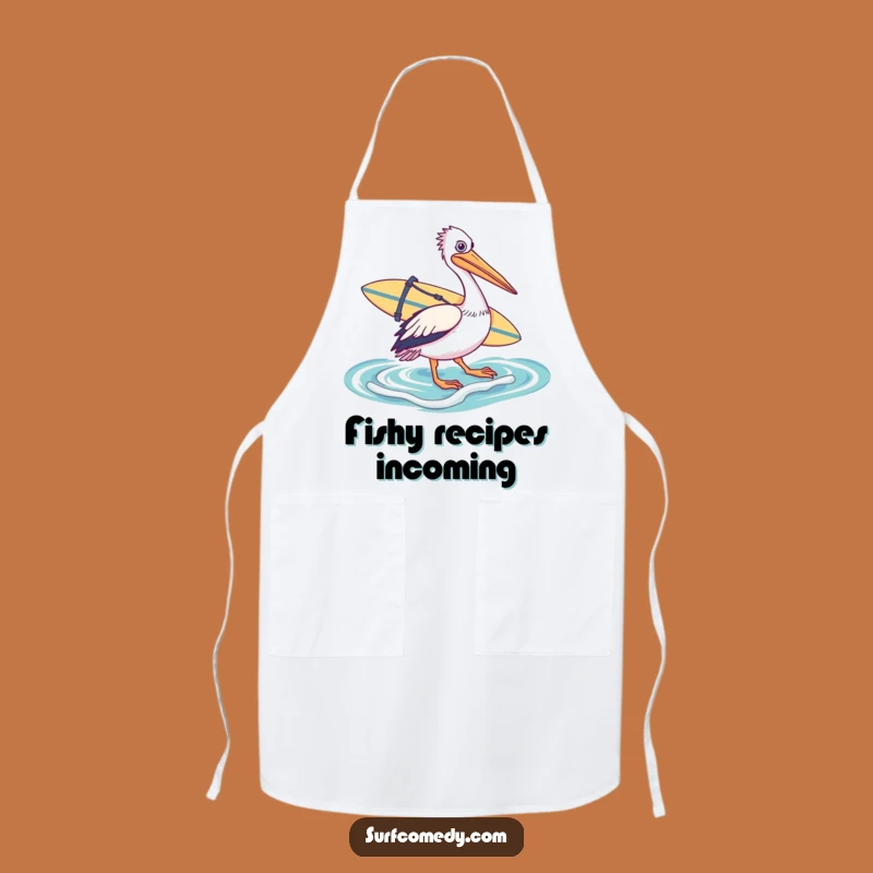 Funny Pelican Surfer Apron - Chef's Beachy & Humorous Kitchen Gear
