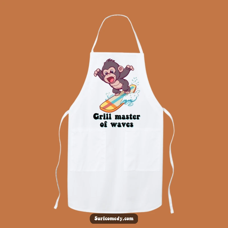 Funny Gorilla Surfing Dive Apron - Hilarious Kitchen Protector Gift for Chefs