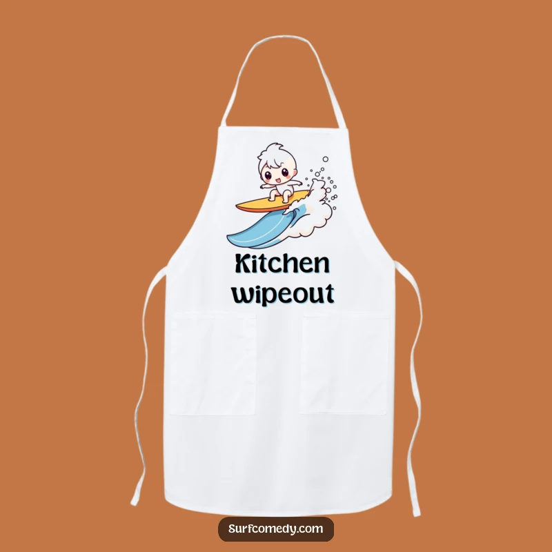 Funny Kawaii Surfer Wipeout Apron: Kitchen Fun for Beachy Cooks