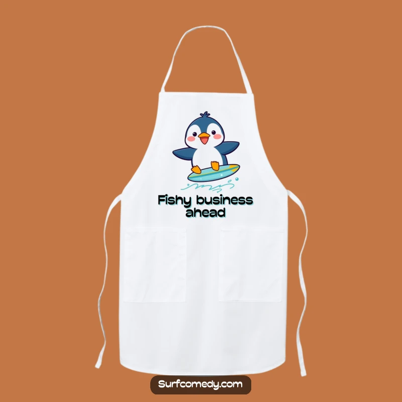 Funny Penguin Surfer Apron: Kitchen Fun and Hilarious Cooking Companion Gift