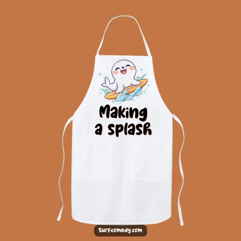 Funny Seal Surf Apron: Splashy Slide Chef, Kitchen Beach Gift