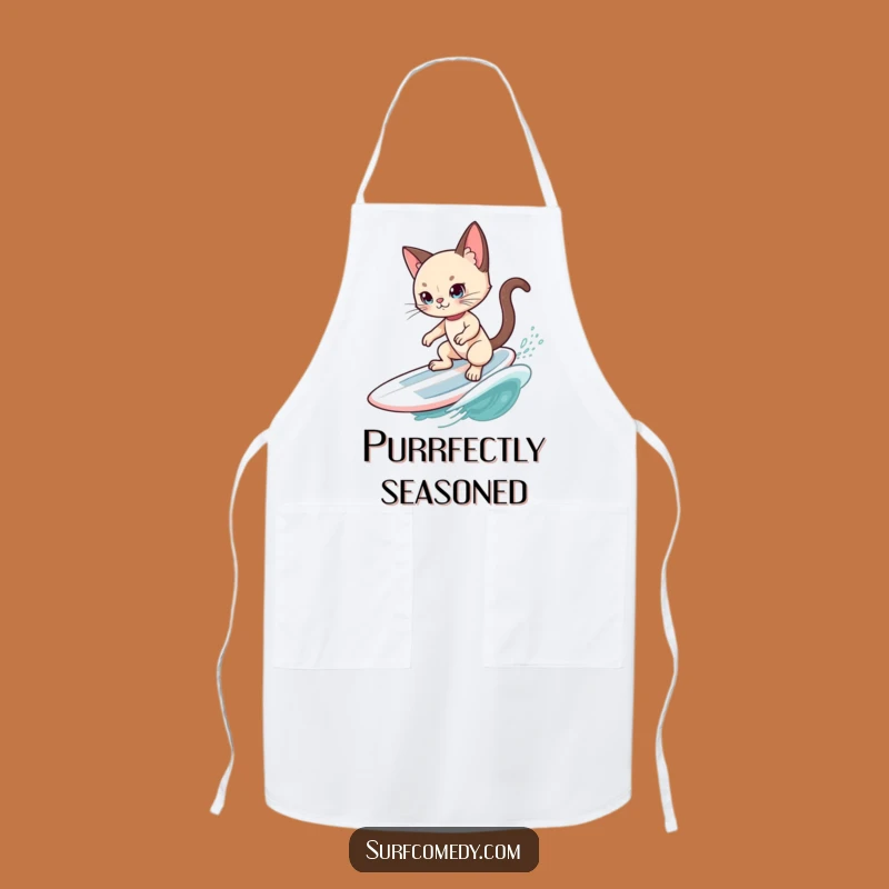 Funny Siamese Cat Surfer Apron: Cool Cat Surfing - Chef's Funny Gift!