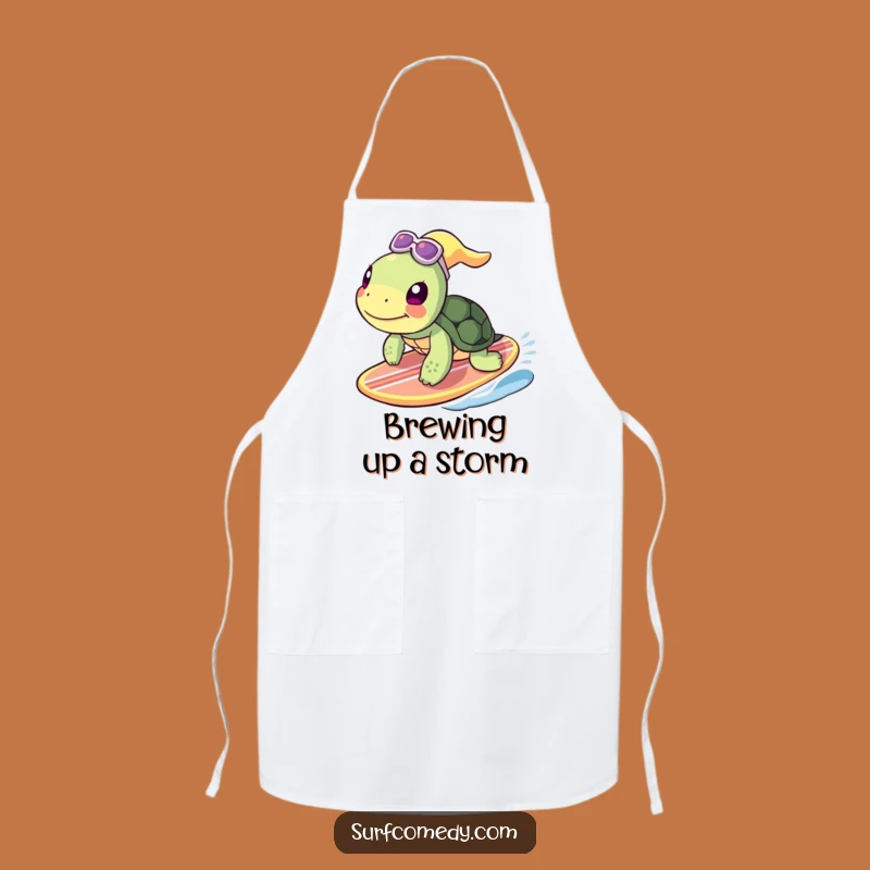 Funny Turtle Surfing Apron - Hilarious Kitchen Gear for Ocean Lovers