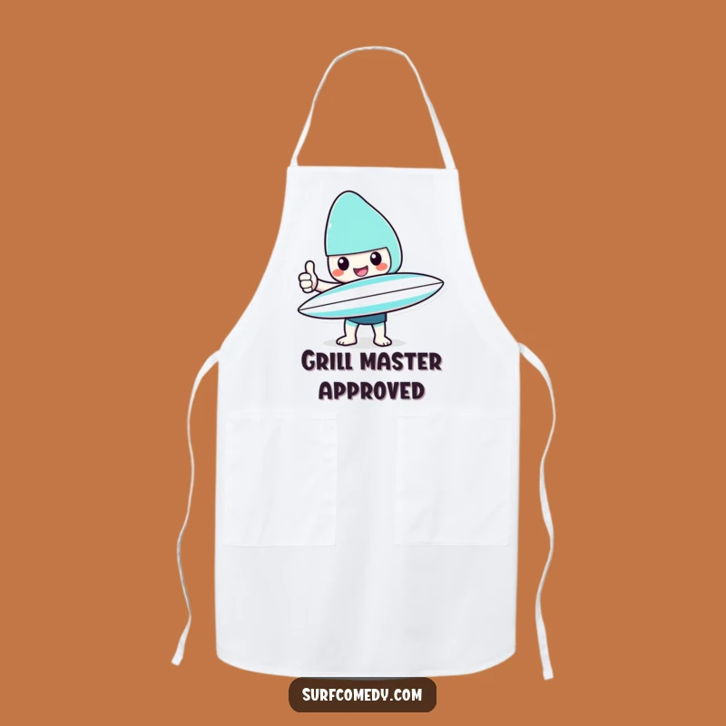Funny Kawaii Surfer Thumbs Up Apron: Cheerful Chef's Beach Gear