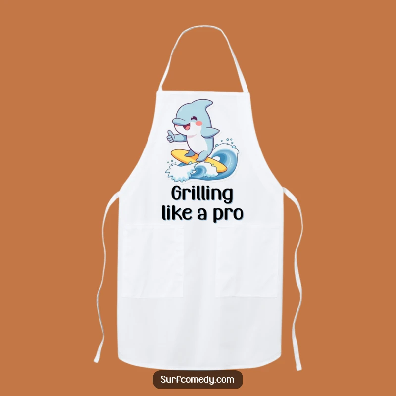 Funny Dolphin Surfing Wave Apron - Cheerful Marine Kitchen Gift!
