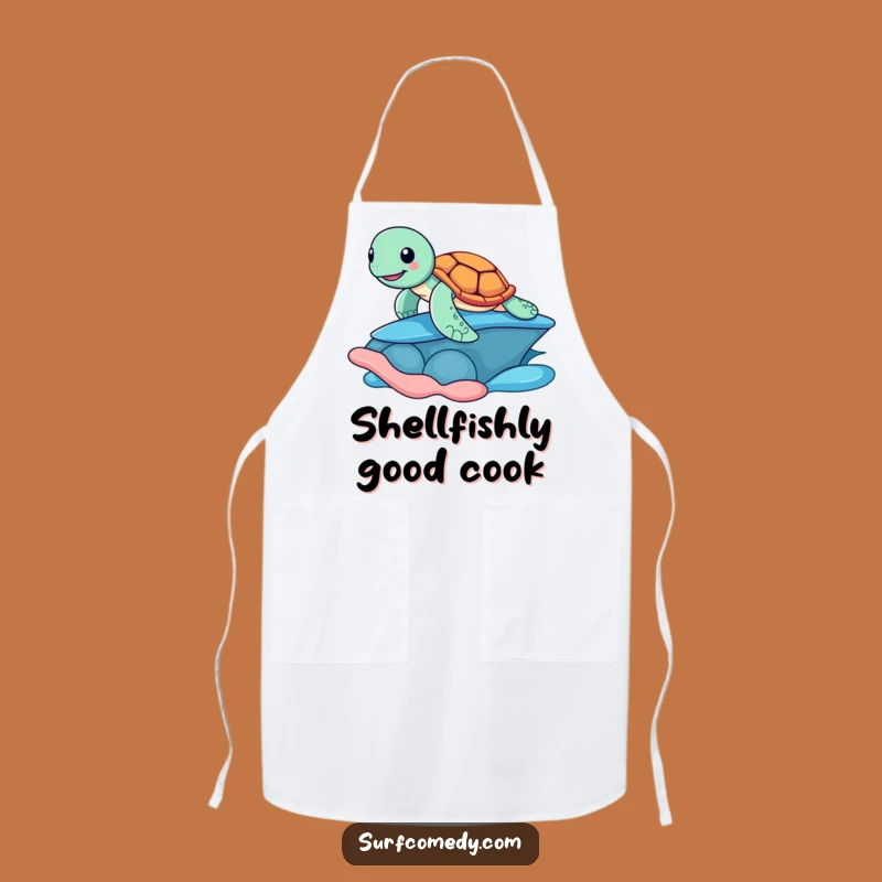Funny Surfing Turtle Apron - Chef's Beachy & Humorous Kitchen Gear