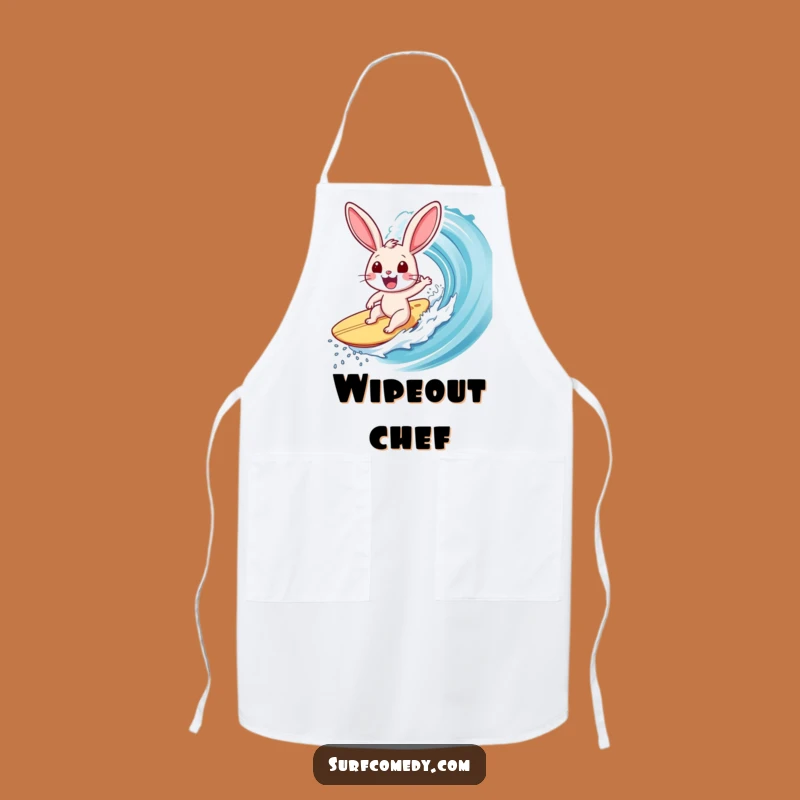 Funny Surfer Rabbit Apron: Exhilarated Bunny Surfing - Chef's Funny Gift!