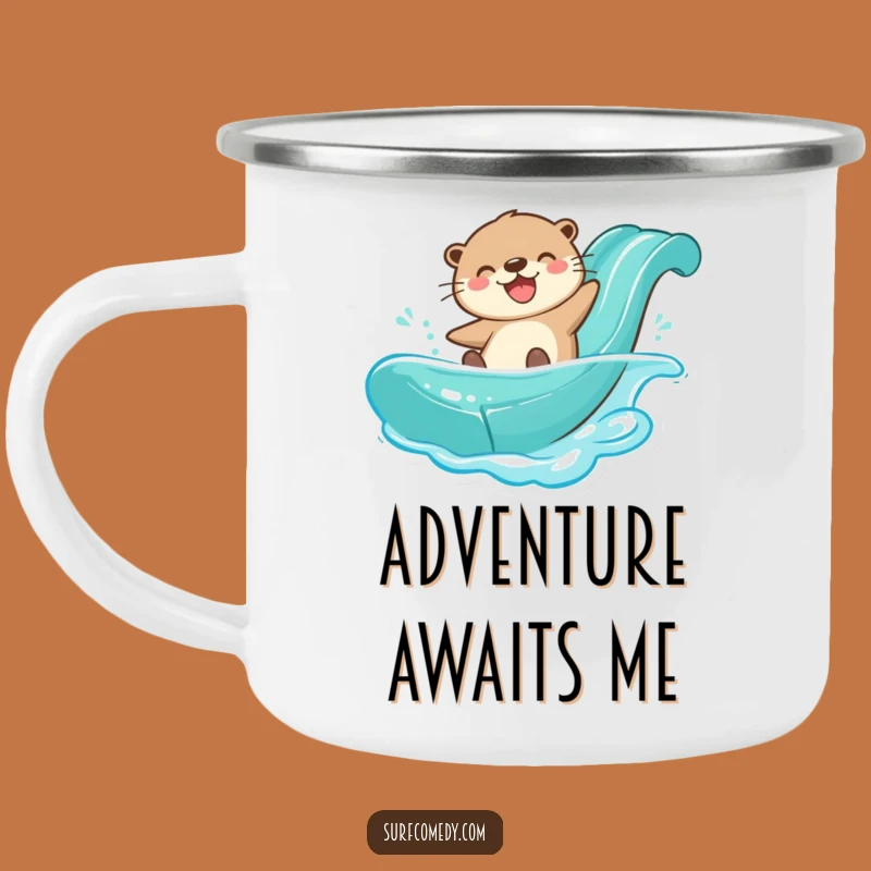 Funny Otter Water Slide Camping Mug: Outdoor Fun and Joyful Splashy Sips Gift
