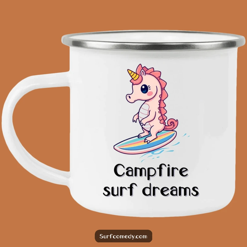 Funny Seahorse Surf Camping Mug: Adventure Fuel for Ocean Lovers