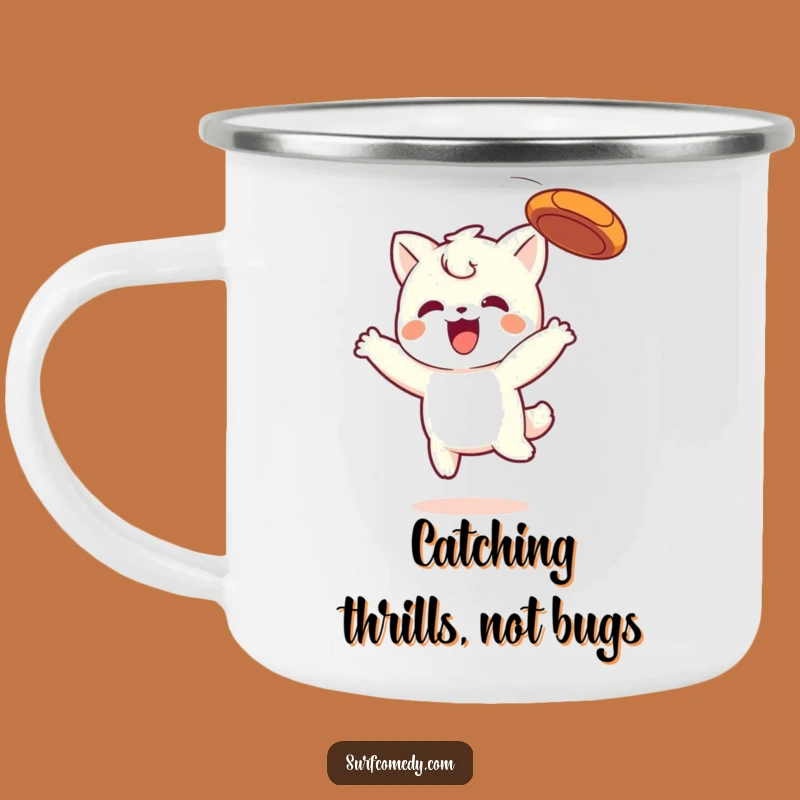 Funny Kawaii Frisbee Catcher Camping Mug - Adventure & Playful Gift