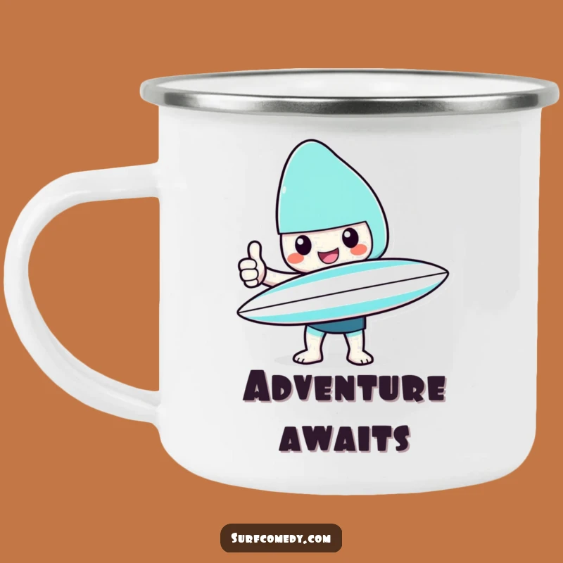 Funny Kawaii Surfer Thumbs Up Camping Mug: Cheerful Trailside Companion