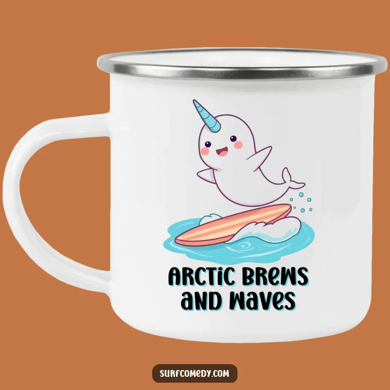 Funny Narwhal Surfing Camping Mug - Durable & Whimsical Outdoor Cup