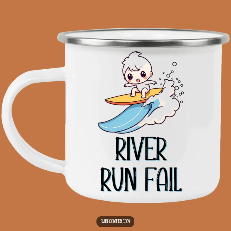 Funny Kawaii Surfer Wipeout Camping Mug: Hilarious Trailside Coffee Cup
