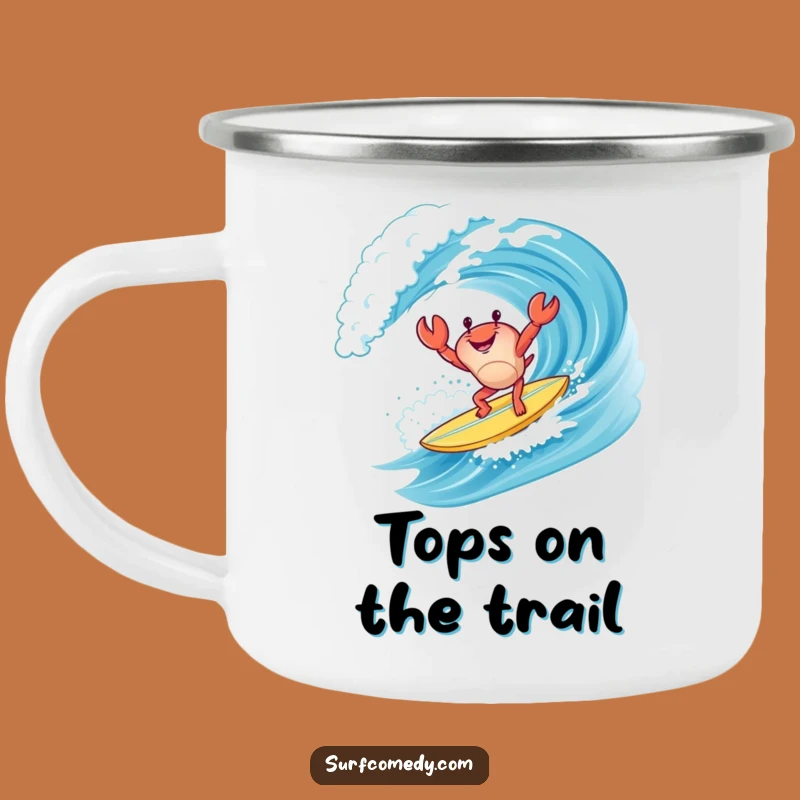 Funny Crab Surf Camping Mug: Handstand Surfer Adventure, Outdoor Beach Gift