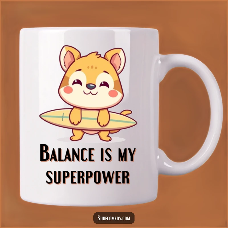 Funny Animal Surf Balance Master Mug - Cheerful Grin Gift!
