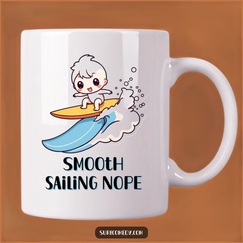 Funny Kawaii Surfer Wipeout Mug: Hilarious Beach Fail Gift for Wave Riders