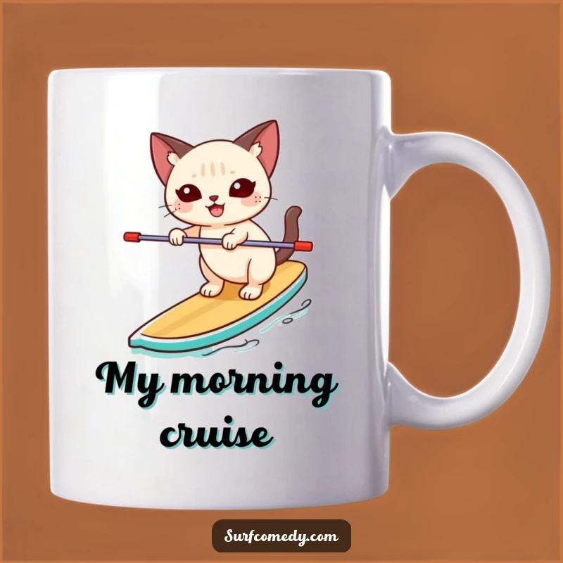Funny Paddleboard Siamese Cat Mug: Balance & Joyful Adventure Gift