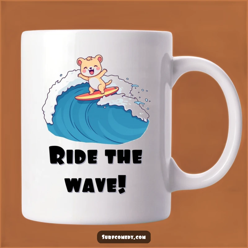 Funny Surfing Animal Mug: Wipeout Humor, Perfect Gift for Wave Lovers