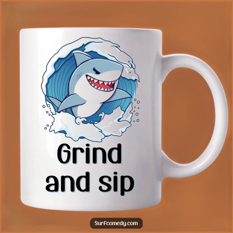 Funny Shark Surf Mug: Determined Wave Carver, Perfect Ocean Adventure Gift