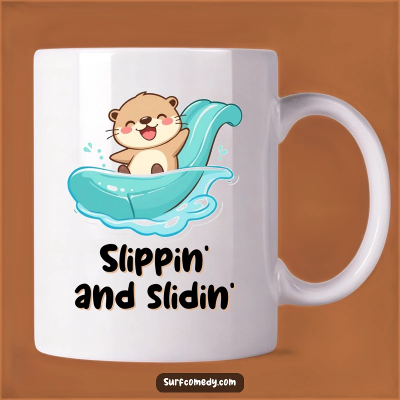 Funny Otter Water Slide Mug: Joyful Aquatic Adventure Gift for Otter Lovers
