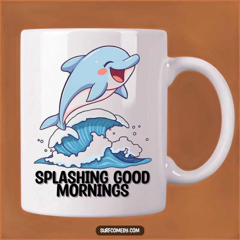 Funny Dolphin Leaping Mug: Splash into Laughter with Ocean Fun
