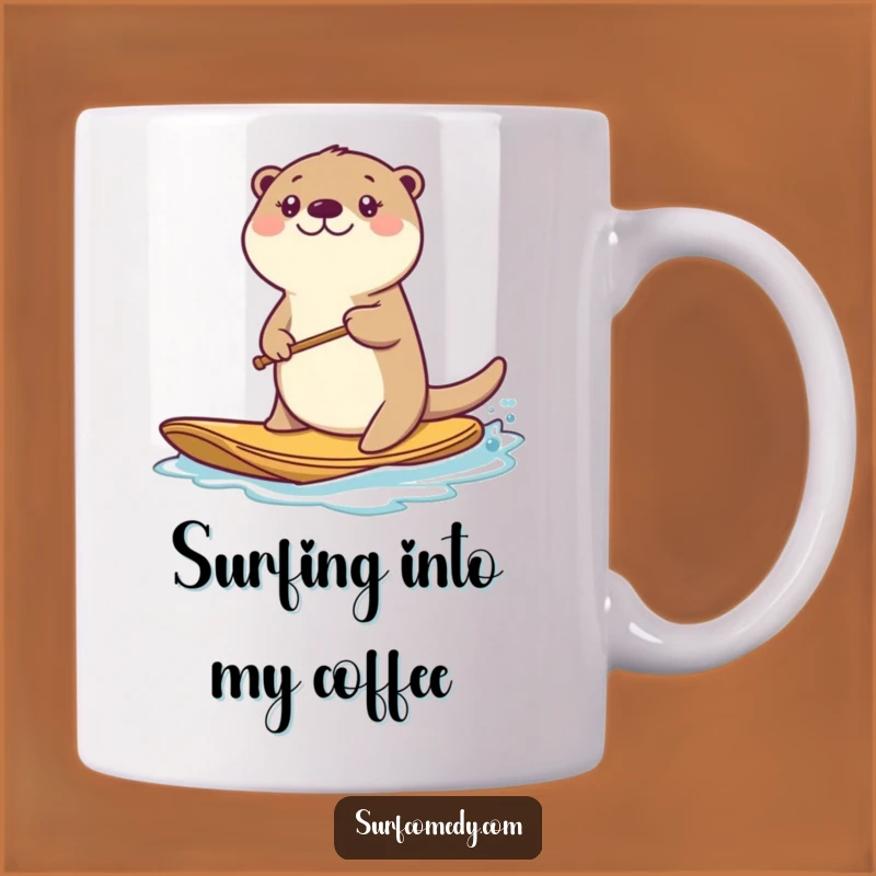 Funny Kawaii Otter Paddling Mug - Energetic Sea Otter Board Gift