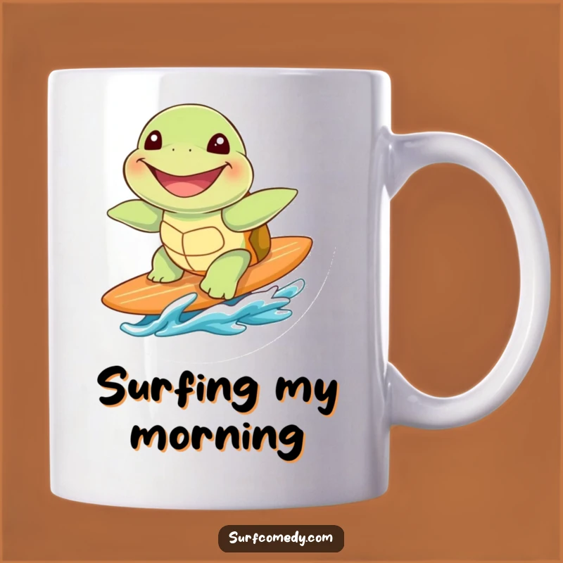 Funny Sea Turtle Surfing Mug - Grinning Rider Gift Idea