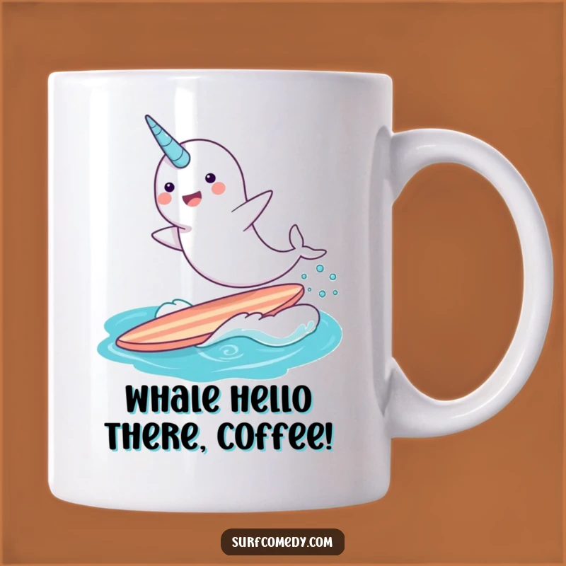 Funny Narwhal Surfing Mug - Whimsical Ocean Gift for Fantasy Lovers