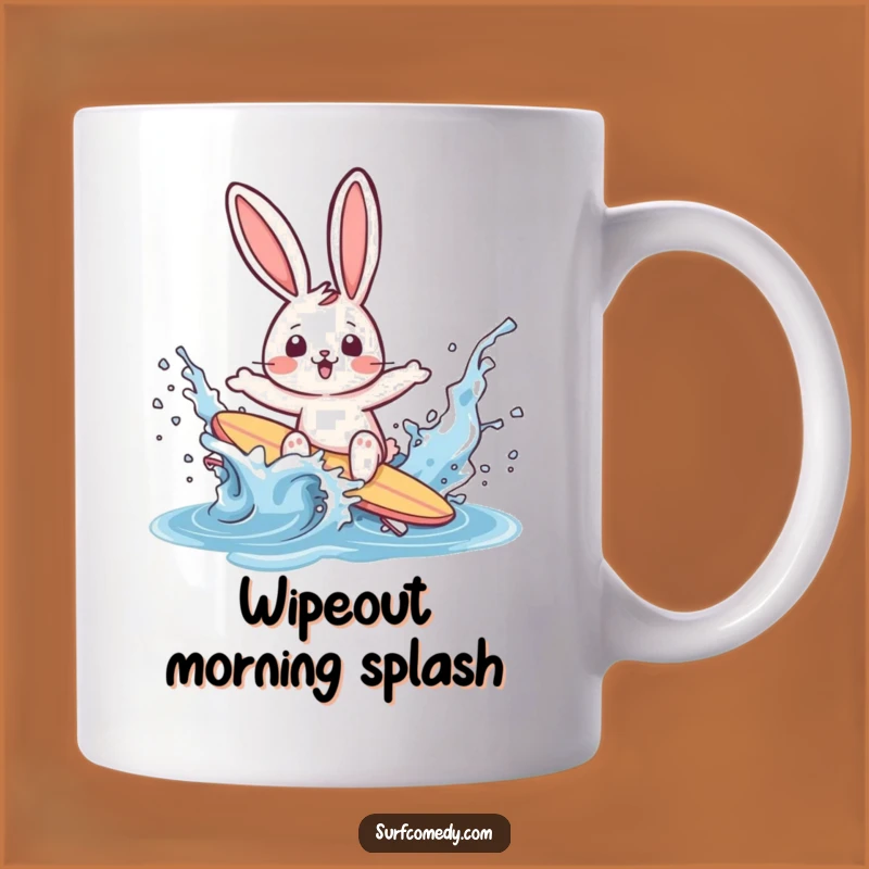Funny Surfer Rabbit Wipeout Mug: Hilarious Beach Fail Gift