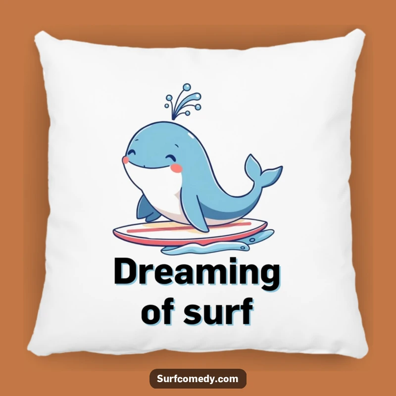 Funny Whale Surf Pillow: Spouting Fountain Comfort, Cozy Ocean Decor