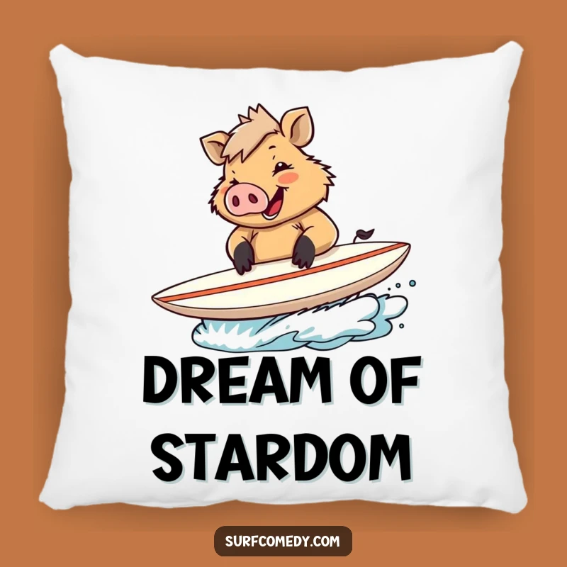 Funny Boar Signed Surfboard Pillow - Cozy Hilarious Fan Decor Gift