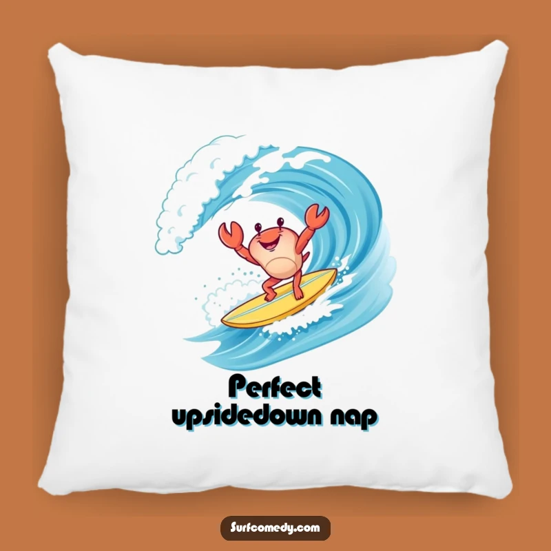 Funny Crab Surf Pillow: Handstand Surfer Comfort, Cozy Beach Decor