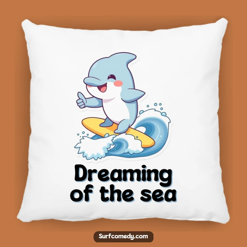 Funny Dolphin Surfing Wave Pillow - Cozy Cheerful Marine Decor Gift!