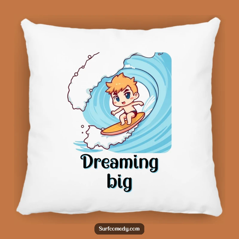 Funny Kawaii Big Wave Surfer Pillow: Comfort for the Determined Soul