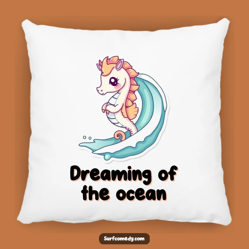 Funny Kawaii Seahorse Wave Pillow - Cozy Ocean Decor Gift
