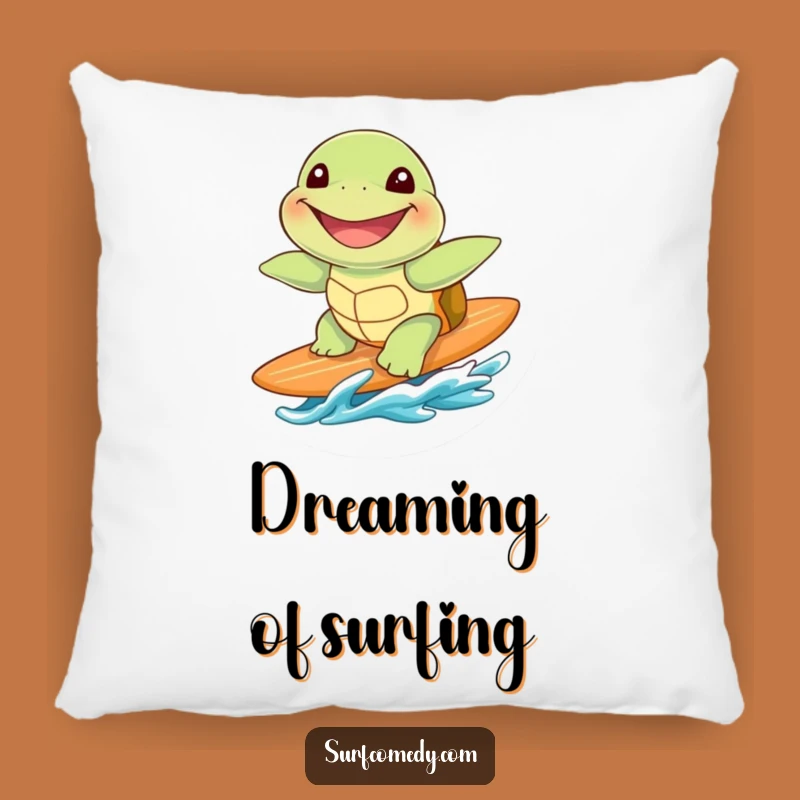 Funny Sea Turtle Surfing Pillow - Cozy Beach Decor Gift