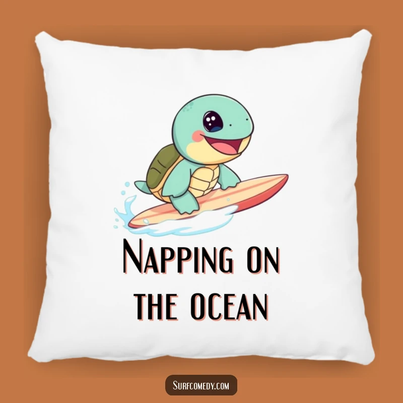 Funny Sea Turtle Surfing Pillow: Cozy Up with Beachy Giggles