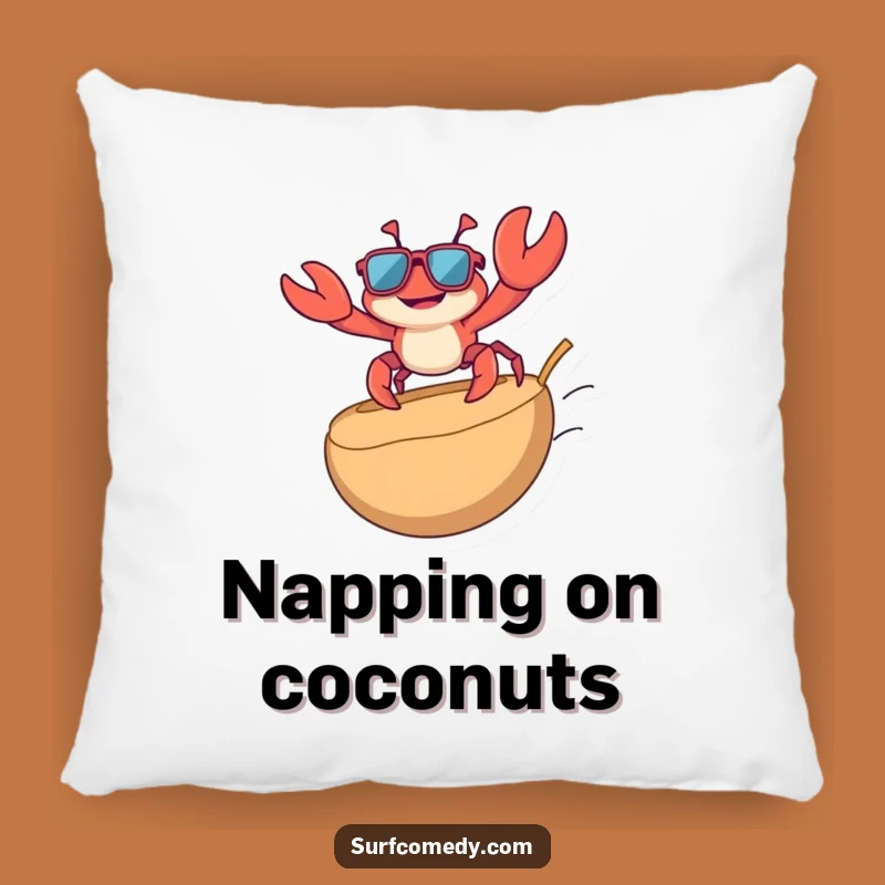 Funny Crab Surfing Pillow - Comfy & Hilarious Beach Decor
