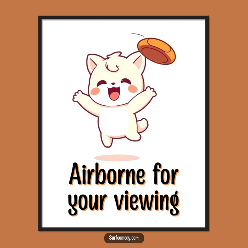 Funny Kawaii Frisbee Catcher Digital Art - Instant Playful Decor Download