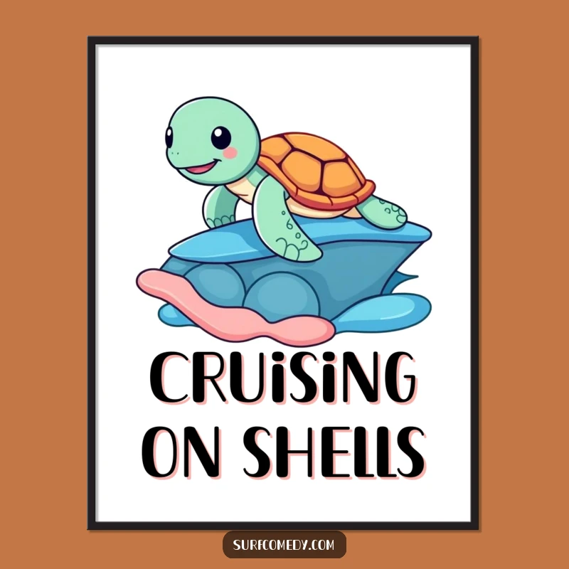 Funny Surfing Turtle Digital Art - Instant Download for Beach Decor