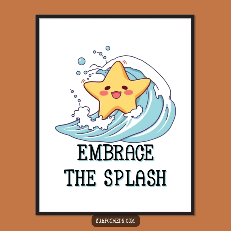 Funny Starfish Wipeout Digital Art: Instant Ocean Humor Print, Perfect Funny Gift