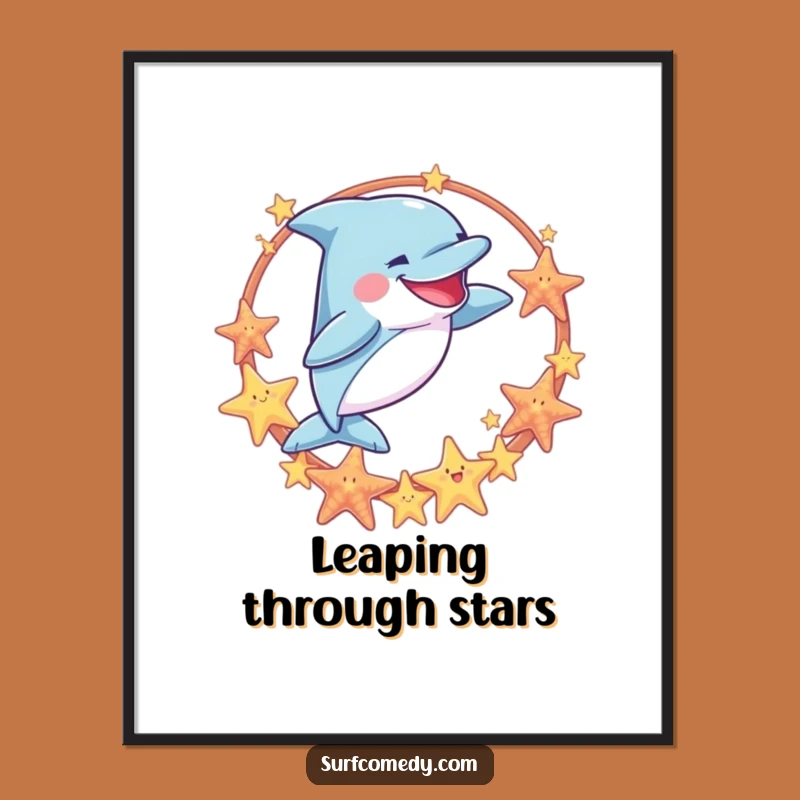 Funny Dolphin Hoop Jump Digital Art - Instant Download for Ocean Decor