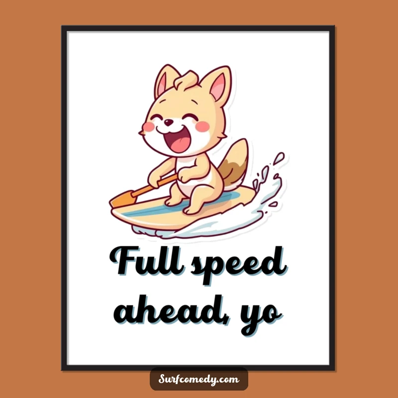 Funny Excited Paddling Animal Digital Art - Dynamic Surf Decor!