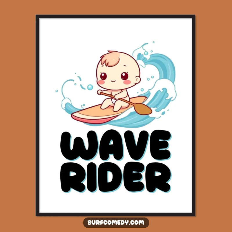 Funny Kawaii Ocean Paddler Digital Print: Instant Calm Beach Art Decor