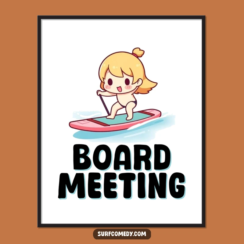 Funny Kawaii Paddleboarder Digital Art - Hilarious Printable for Water Fun Decor