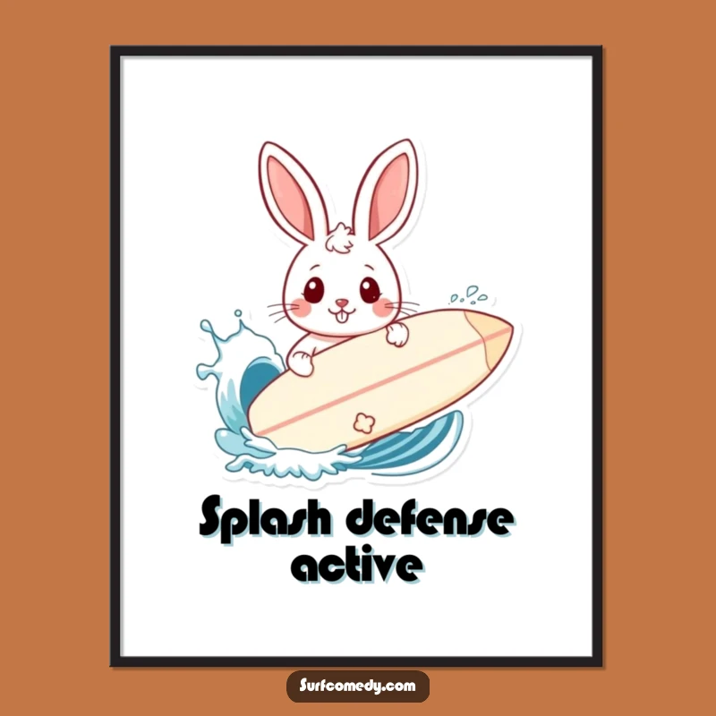Funny Rabbit Surf Shield Digital Art - Hilarious Wave Defense Wall Decor Gift