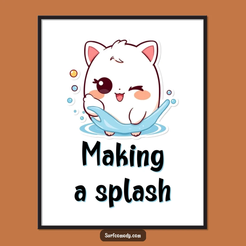 Funny Water Splasher Art Print: Playful Wink for Lively Spaces