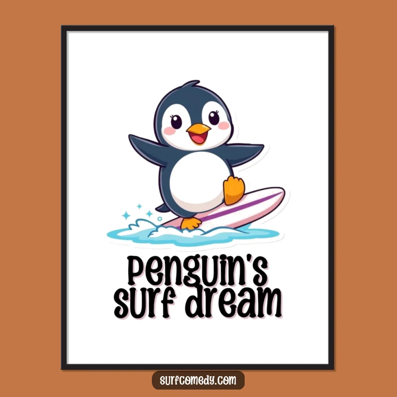 Funny Penguin Surfing Digital Art: Instant Arctic Smiles Delivered