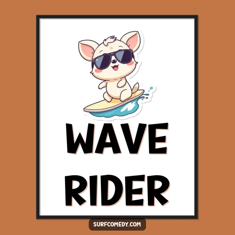 Funny Surfer Animal Digital Print - Instant Beach Art, A Cheerful Funny Gift